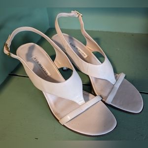 Ann Marino Heels, Sandals, Leather, Cream, Size 8.5M